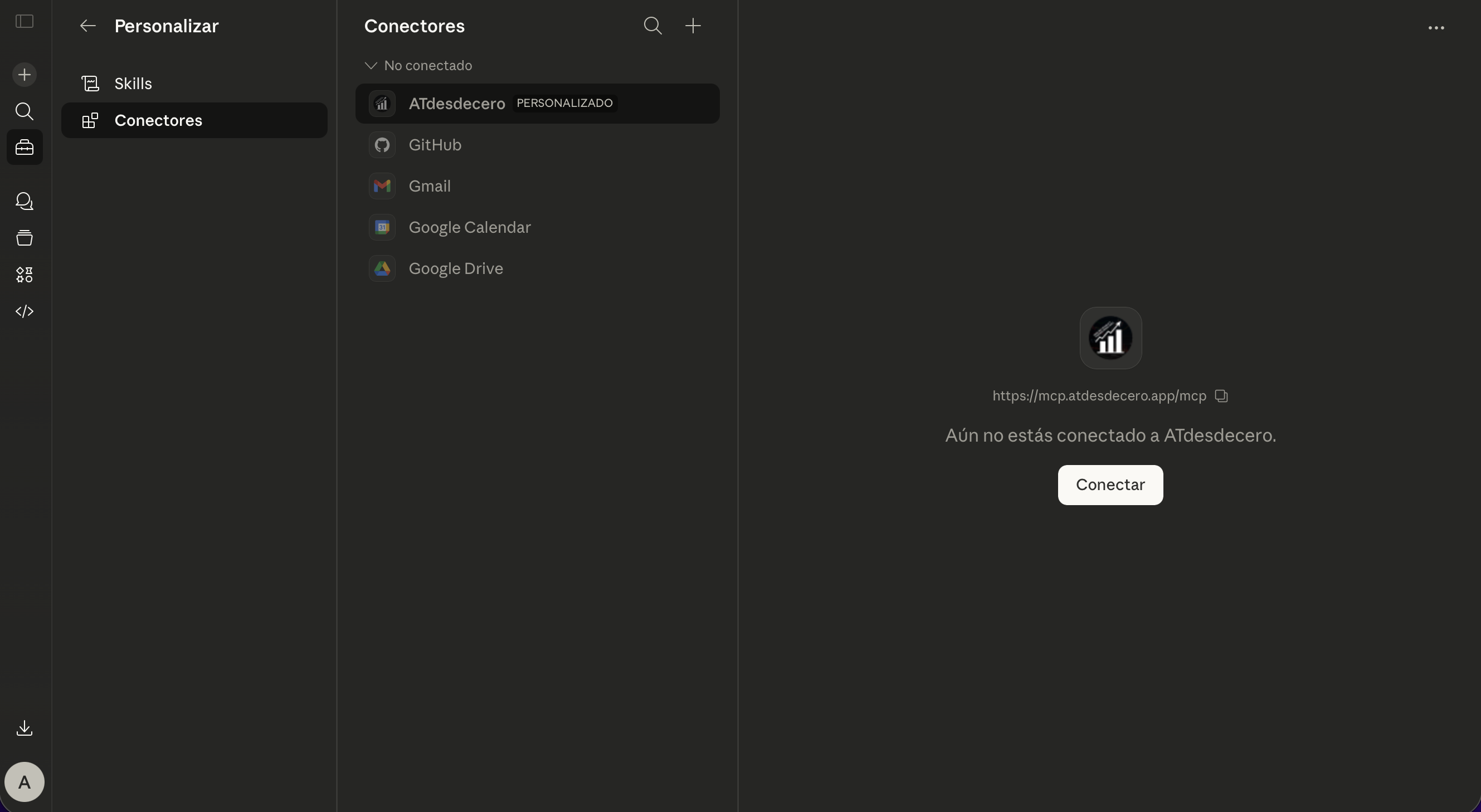 Step 3 — Authorize the MCP connection with ATdesdecero credentials
